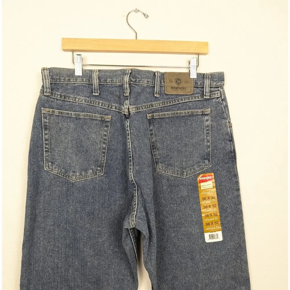 NWT Wrangler Heritage Men's Five Star Vintage Rinse Relaxed Fit Jeans Size 36